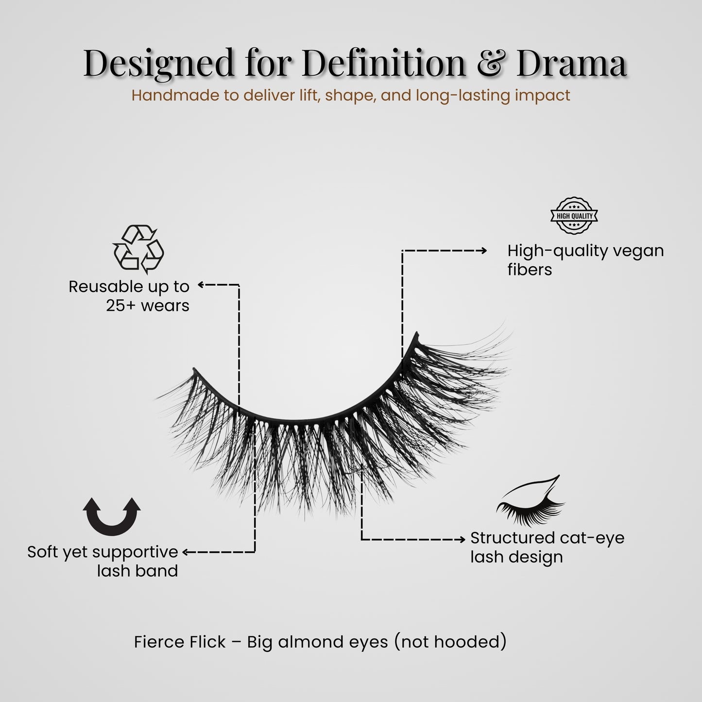 Vivyra FIERCE FLICK Eyelashes - Cat Eyelashes for Almond Eyes
