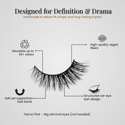 Vivyra FIERCE FLICK Eyelashes - Cat Eyelashes for Almond Eyes