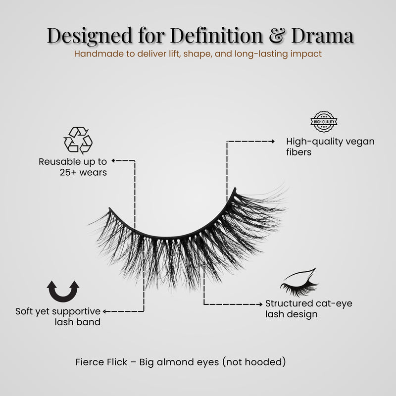 Vivyra FIERCE FLICK Eyelashes - Cat Eyelashes for Almond Eyes